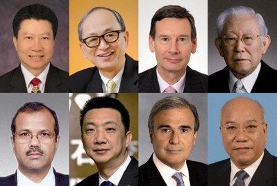 入圍名單由8位具豐富經(jīng)驗和領(lǐng)導地位的國際評審嚴謹篩選。（由上至下, 從左至右）泰國商會暨泰國貿(mào)易委員會秘書長Vichai Assarasakorn、世界黃金協(xié)會遠東區(qū)董事總經(jīng)理鄭良豪、國際鉑金協(xié)會首席執(zhí)行官高偉政(James Courage)、東京鉆石交易所(Tokyo Diamond Exchange)名譽主席加藤英高、荷蘭銀行(ABN AMRO Group)國際鉆石及珠寶部亞洲區(qū)主管Biju Patnaik、上海鉆石交易所總裁林強、美國珠寶商協(xié)會（Jewelers of America）執(zhí)行長倫奇（Matthew Runci）、國際有色寶石協(xié)會主席袁健榮