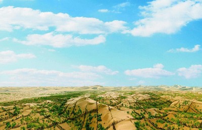 圖為庫布其沙漠生態文明工程建設成果