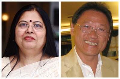 (左起) 美國(guó)寶石學(xué)協(xié)會(huì)（GIA) 印度及中東分會(huì)常務(wù)董事 Nirupa Bhatt 及國(guó)際珠寶首飾聯(lián)合會(huì)（CIBJO) 董事并泰國(guó)珠寶商協(xié)會(huì)（TGJTA) 顧問(wèn) Vichian Veerasaksri
