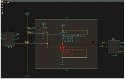 圖2：采用 Calibre PERC 的 TDDB 檢查法：一個具有高壓路徑的薄柵氧 PMOS（型號：pmos_lv）可能會導致 NTBI 。