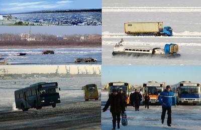 黑河開通冰上汽車運輸，增進中俄貿易和旅游
